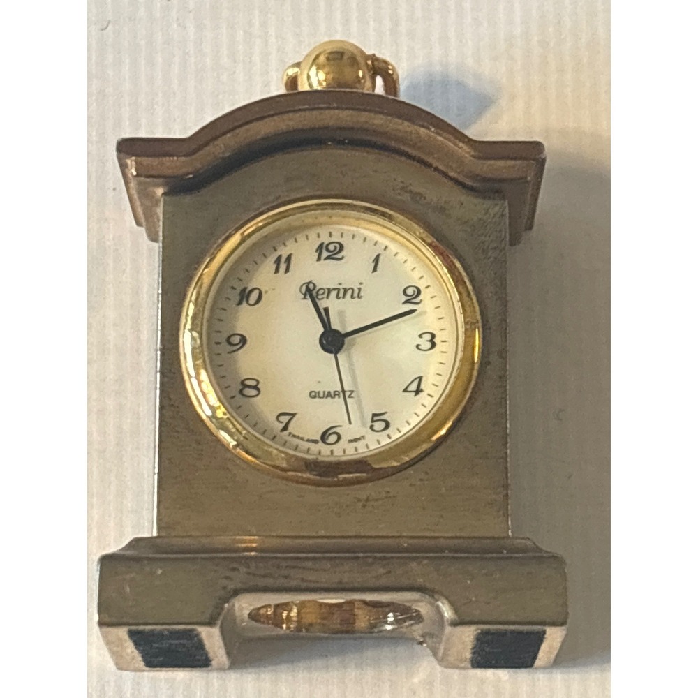 Rerini Miniature Mantle Clock Unisex OS Gold Good Quartz Analog Desk untested - Picture 6 of 10